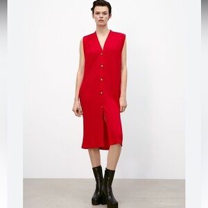 zara red eyelet dress EMBROIDERED EYELET MIDI DRESS - Pink